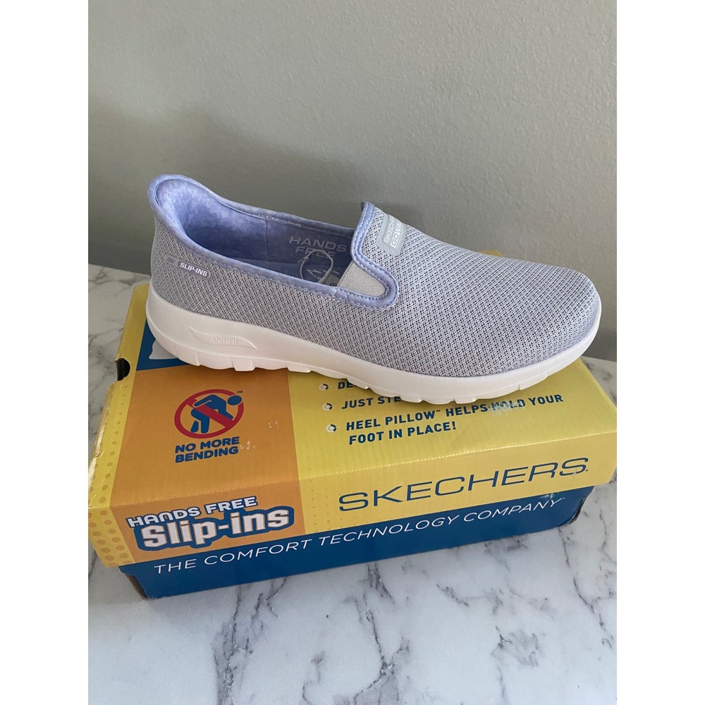 Skechers Go Walk Arch Fit Joy Stefani Hands Free Slip-ins Light Gray 126303 LTGY - Picture 2 of 9